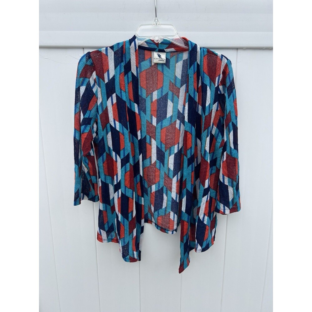 Caravel Samsung Womens Cardigan 3/4 Sleeve Knit Colorful